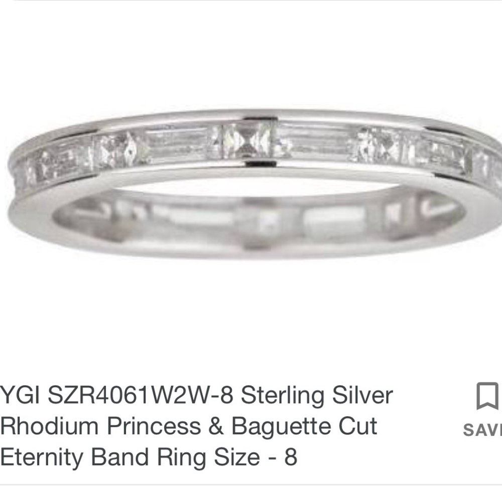 YGI 925 sterling silver CZ baguette Eternity Ring